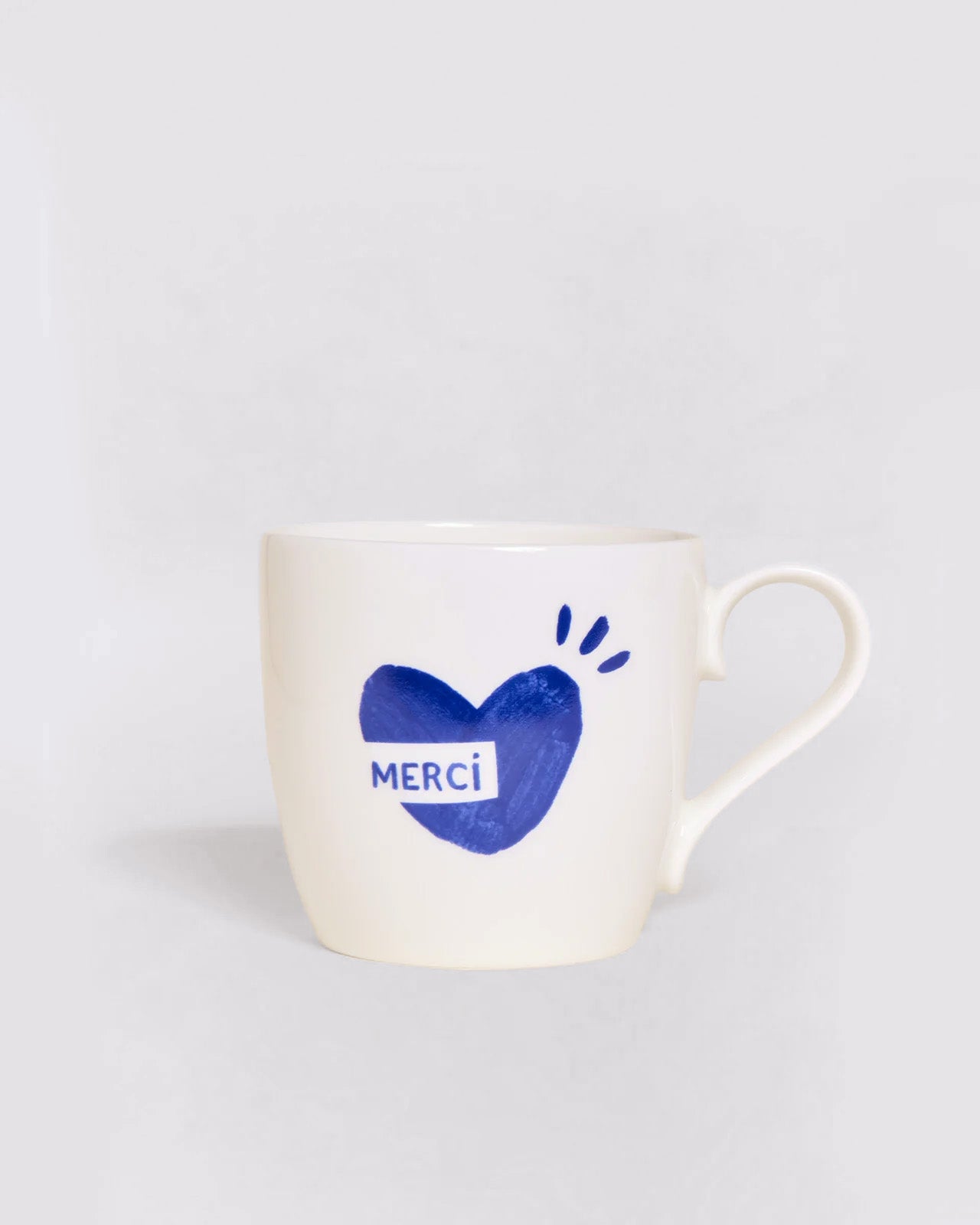 Le mug cœur Merci - bleu