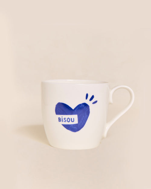 Le mug cœur Bisou - bleu - émoi émoi   - 1 