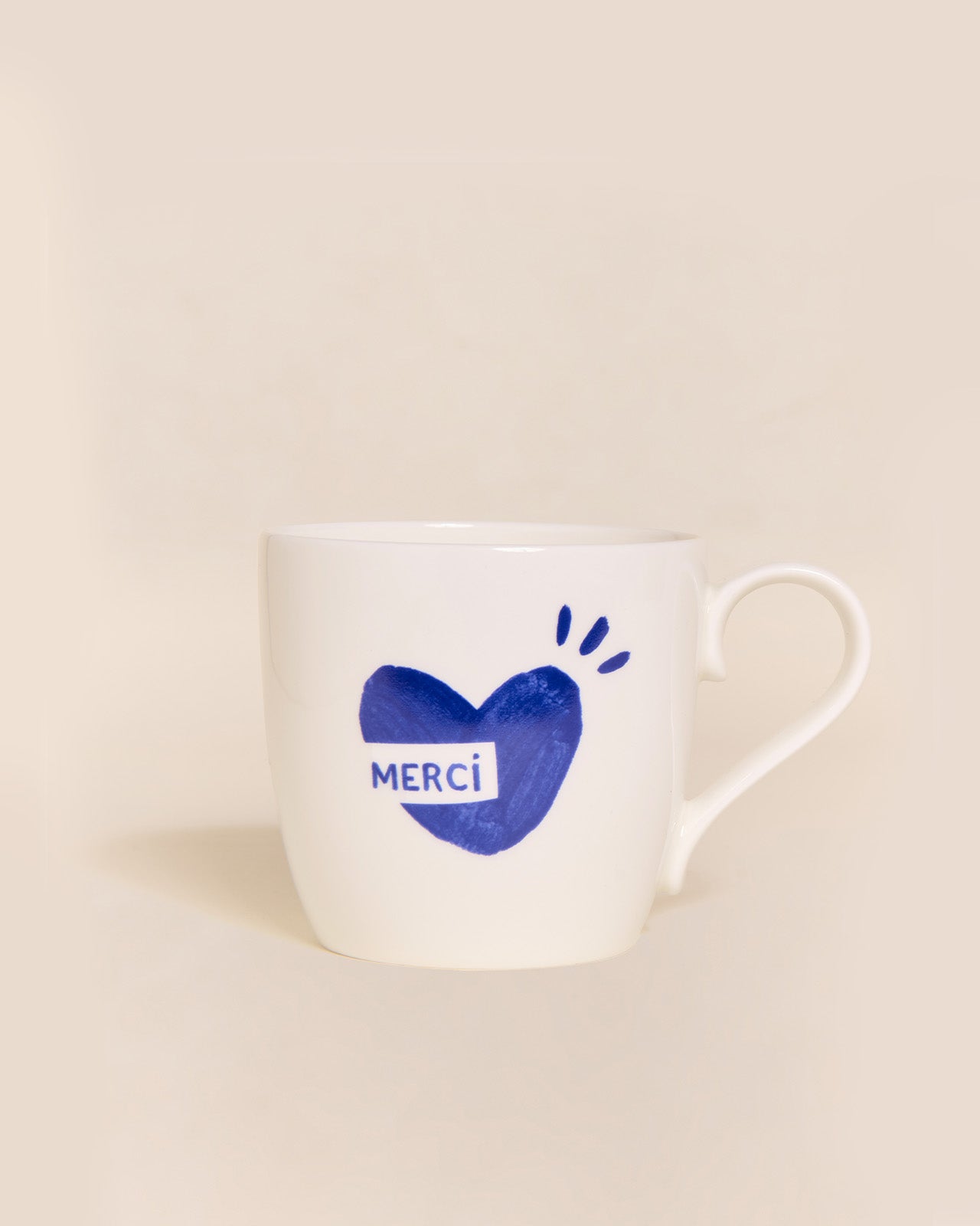 Le mug cœur Merci - bleu