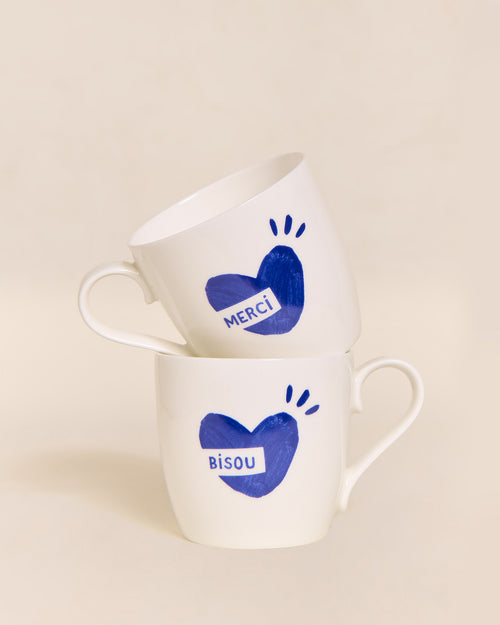 Le mug cœur Merci - bleu - émoi émoi   - 2 