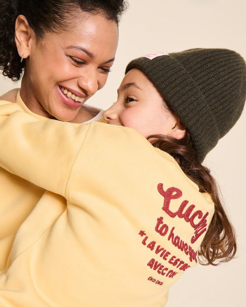 Le duo de sweats Lucky to have you adulte en coton bio - jaune - émoi émoi   - 2 