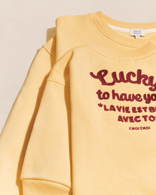 Le duo de sweats Lucky to have you adulte en coton bio - jaune - émoi émoi   - 4 
