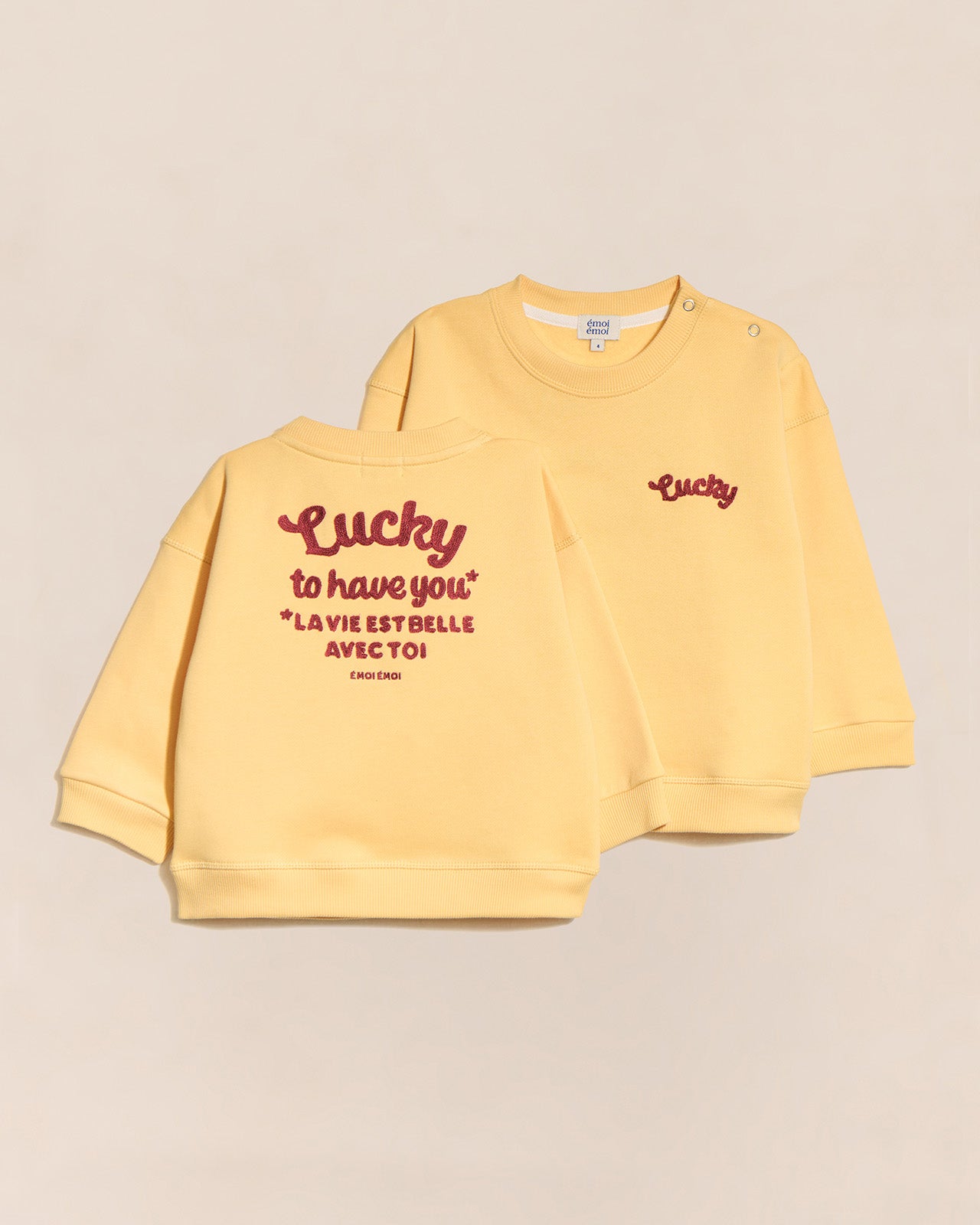 Le sweat Lucky to have you enfant en coton bio - jaune