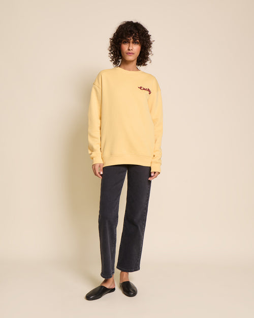 Le sweat Lucky to have you adulte en coton bio - jaune - émoi émoi   - 4 