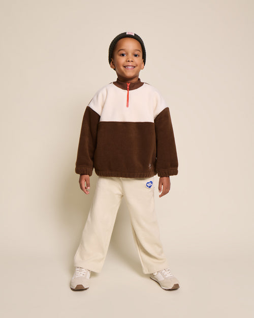 Le sweat Sonny en polaire recyclée - crème / chocolat - émoi émoi   - 4 