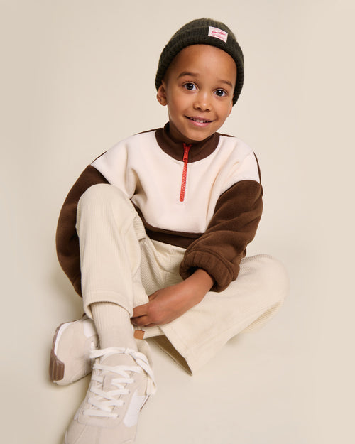 Le duos de sweats zippés en polaire recyclée - crème / chocolat - émoi émoi   - 4 