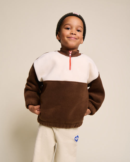 Le sweat Sonny en polaire recyclée - crème / chocolat - émoi émoi   - 2 