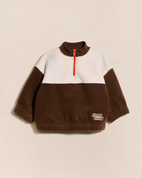 Le sweat Sonny en polaire recyclée - crème / chocolat - émoi émoi   - 1 