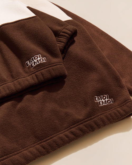 Le duos de sweats zippés en polaire recyclée - crème / chocolat - émoi émoi   - 2 