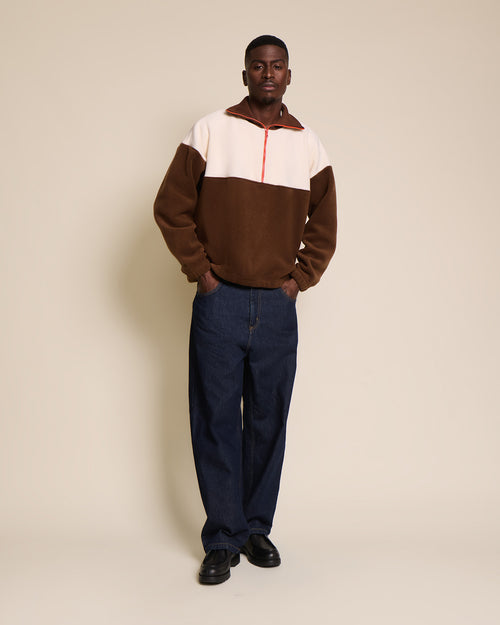 Le sweat Sven en polaire recyclée - crème / chocolat - émoi émoi   - 4 