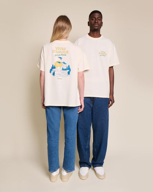 Le t-shirt Vivre d'amour et d'eau fraîche en coton bio - blanc - émoi émoi   - 4 