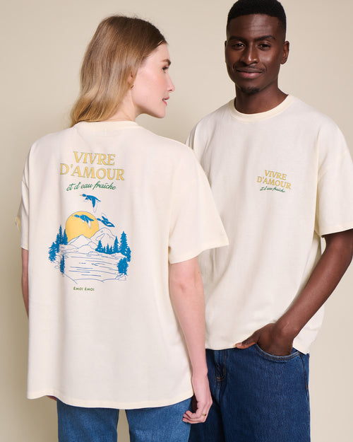 Le t-shirt Vivre d'amour et d'eau fraîche en coton bio - blanc - émoi émoi   - 1 