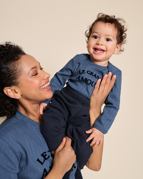 Le body Le grand amour en coton bio - bleu - émoi émoi   - 2 