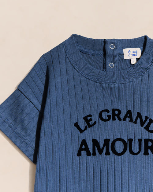 Le t-shirt Le grand amour enfant en coton bio - bleu - émoi émoi   - 2 