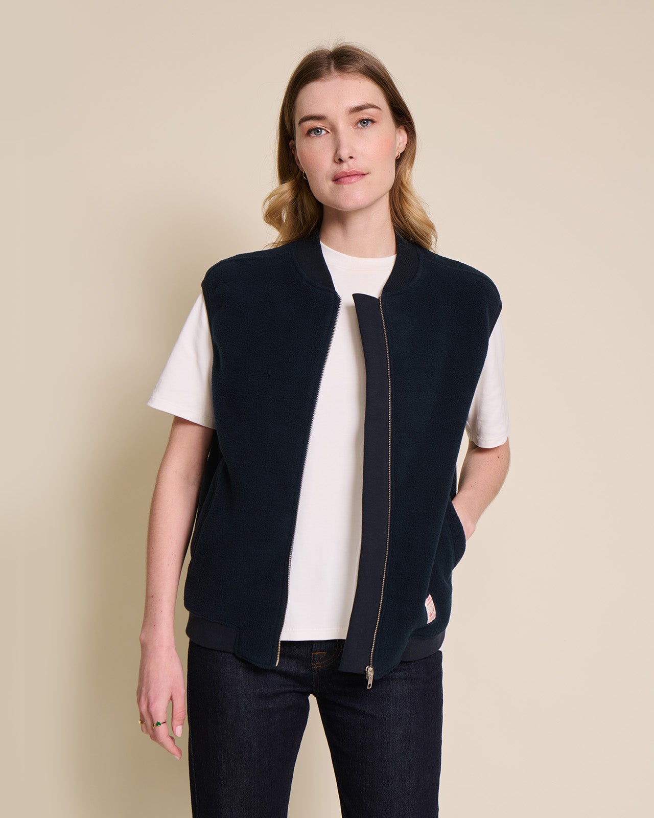 La veste Vincente en polaire recyclée - bleu nuit