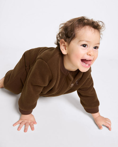 La mini combinaison Baby sunshine en polaire recyclée - chocolat - émoi émoi   - 4 