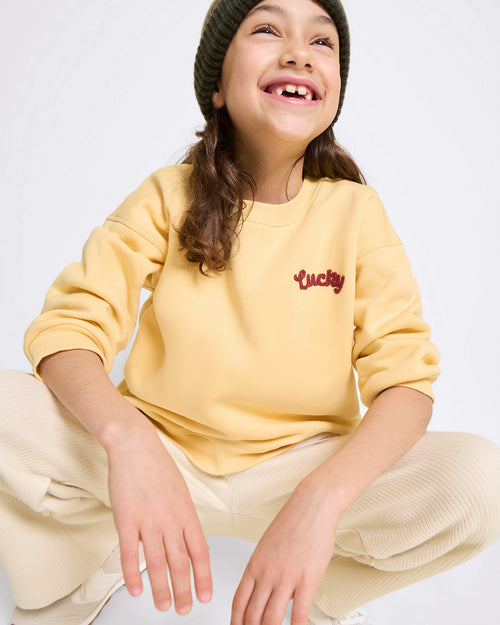 Le sweat Lucky to have you enfant en coton bio - jaune - émoi émoi   - 4 
