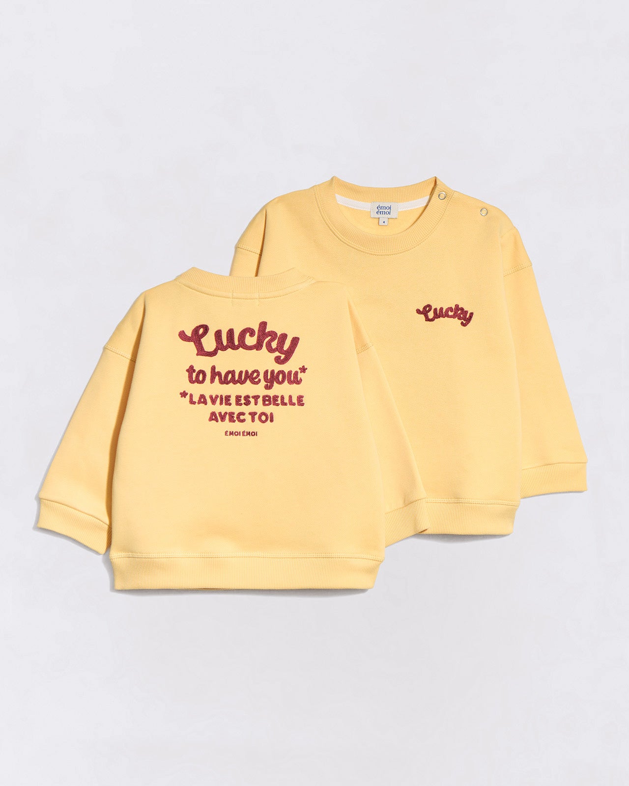Le sweat Lucky to have you enfant en coton bio - jaune