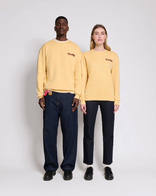 Le sweat Lucky to have you adulte en coton bio - jaune - émoi émoi   - 2 