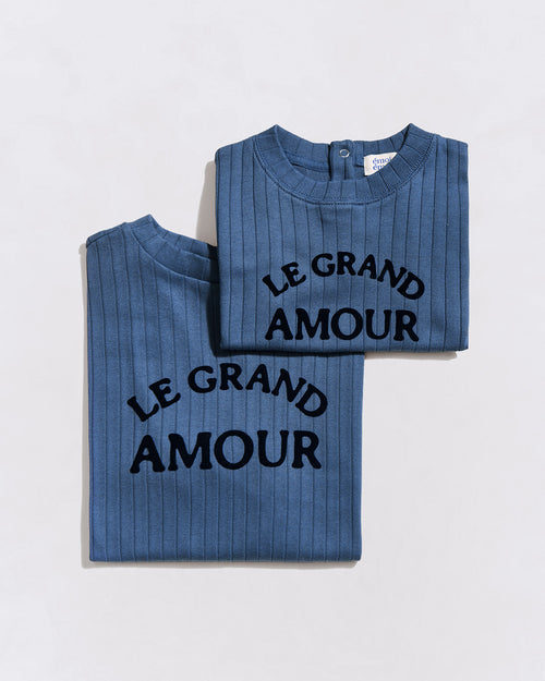 Le t-shirt Le grand amour enfant en coton bio - bleu - émoi émoi   - 4 