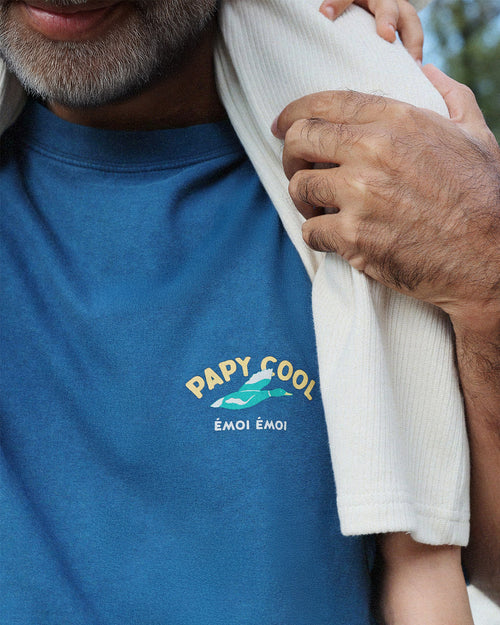 Le t-shirt Papy cool bird en coton bio - bleu lac - émoi émoi   - 2 