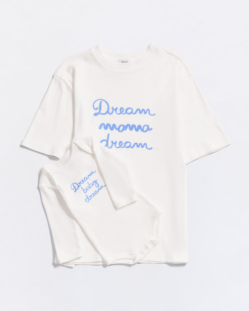 Le duo body et t-shirt Dream en coton bio côtelé - blanc - émoi émoi   - 2 