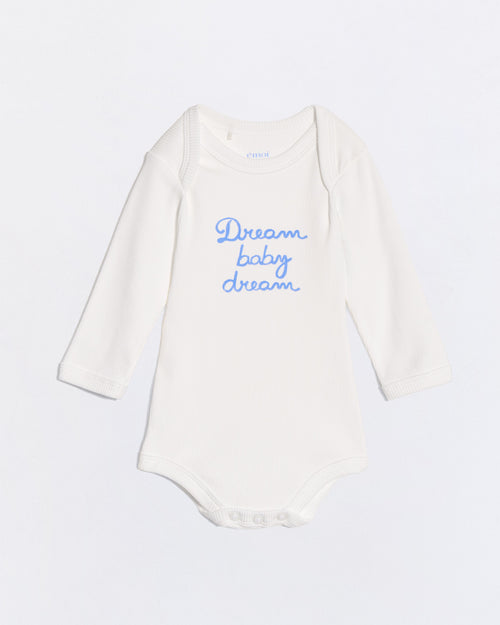 Le body Dream baby dream en coton bio côtelé - blanc - émoi émoi   - 1 