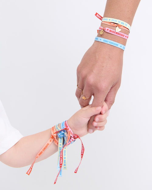 Le duo de bracelets liens - Soleil de ma vie x Bisou magique - citron et rose - émoi émoi   - 4 