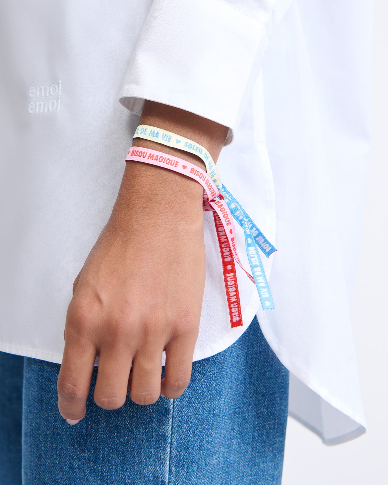 Le duo de bracelets liens - Soleil de ma vie x Bisou magique - citron et rose