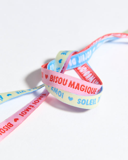 Le duo de bracelets liens - Soleil de ma vie x Bisou magique - citron et rose - émoi émoi   - 2 