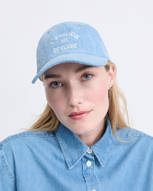 La casquette L'amour est déclaré - denim clair - émoi émoi   - 2 