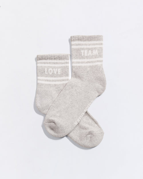 Les chaussettes Love team adulte - gris chiné - émoi émoi   - 1 