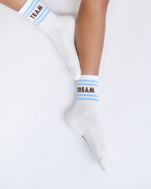 Les chaussettes Dream team - crème et bleu - émoi émoi   - 4 
