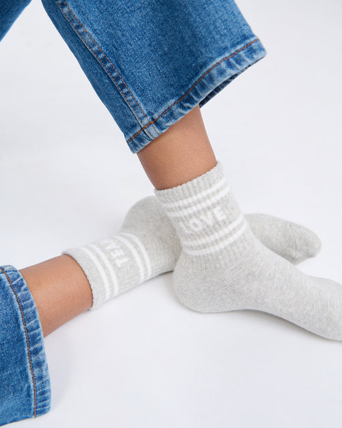 Les chaussettes Love team adulte - gris chiné - émoi émoi   - 2 