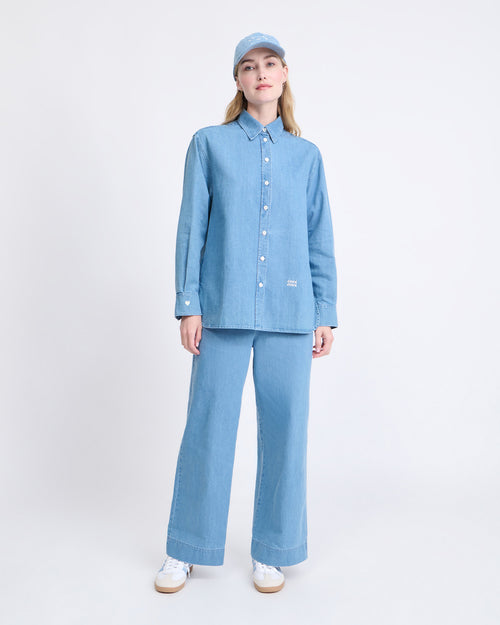 Le pantalon Pacific en coton bio - denim clair - émoi émoi   - 4 