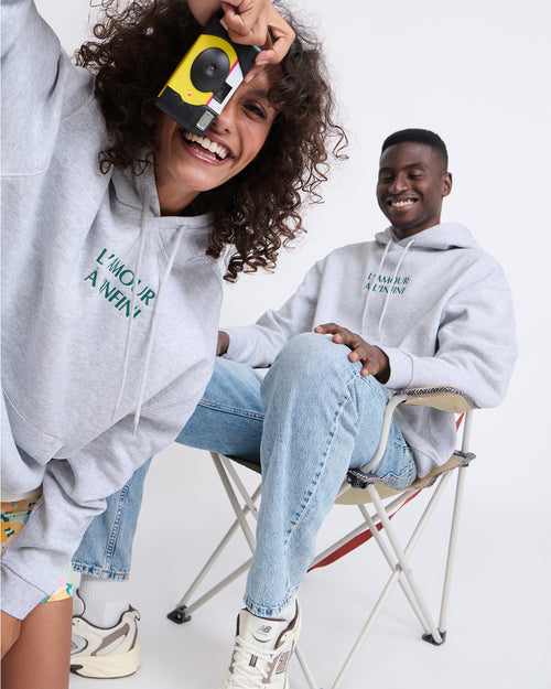 Le hoodie L'amour à l'infini adulte - gris chiné - émoi émoi   - 2 