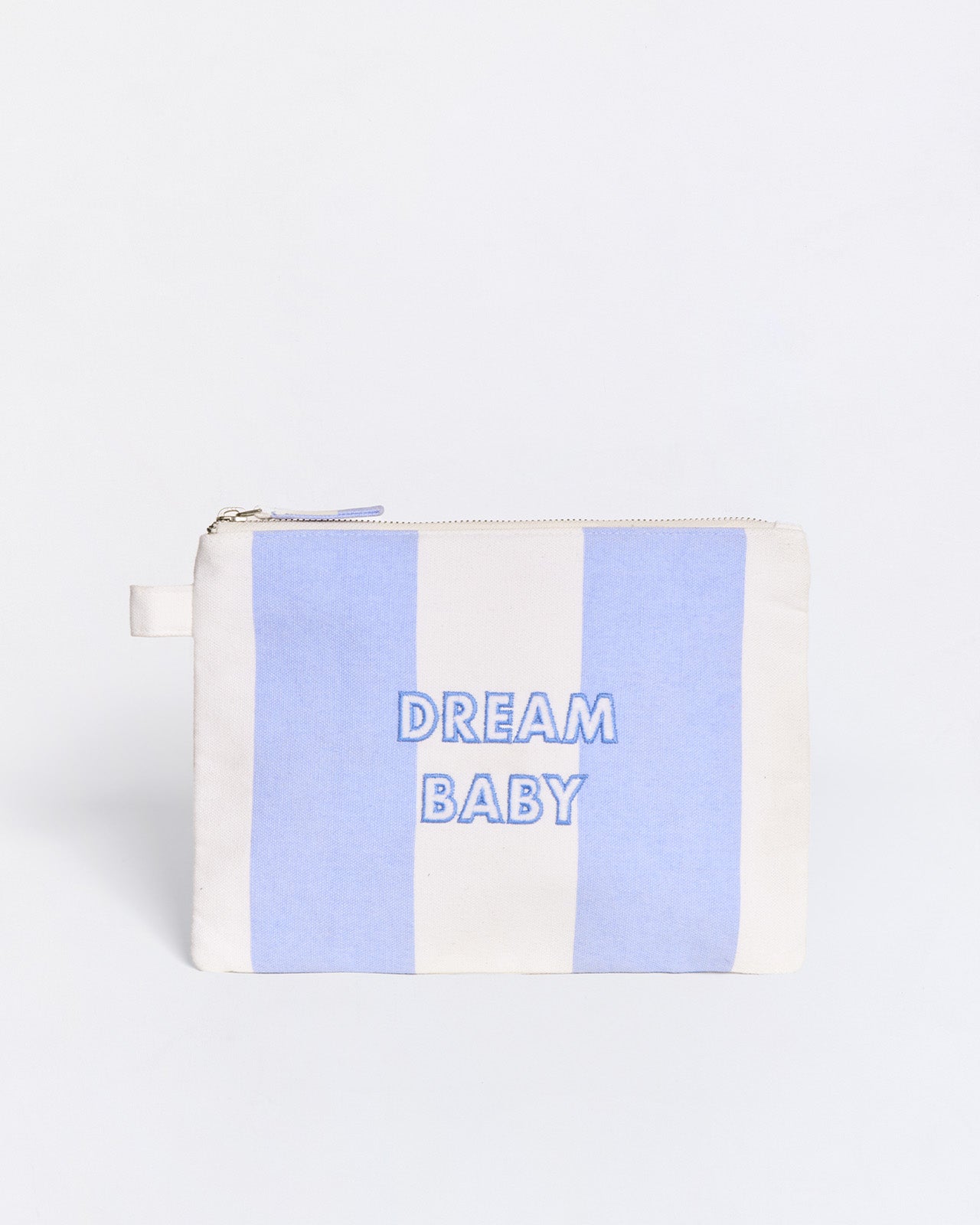La pochette brodée Dream baby - rayures bleues