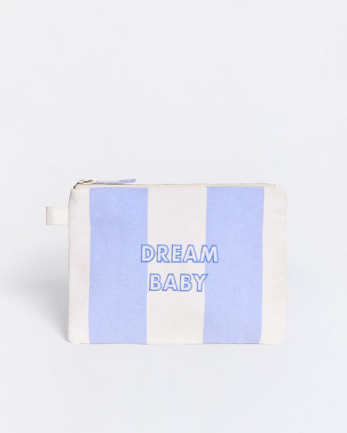 La pochette brodée Dream baby - rayures bleues - émoi émoi   - 1 