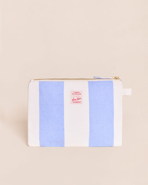 La pochette brodée Dream baby - rayures bleues - émoi émoi   - 4 
