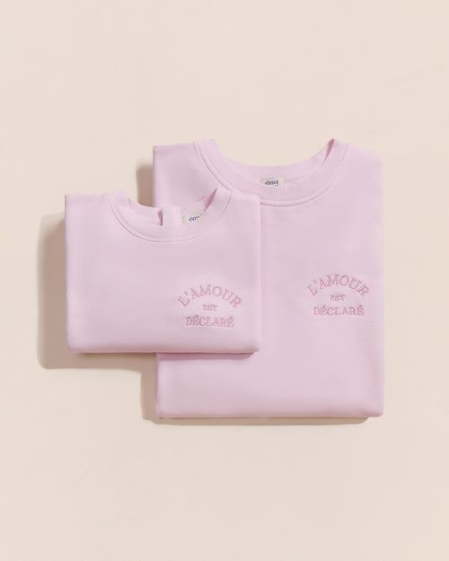 Le duo de sweats L'amour est déclaré - garment dye rose - émoi émoi   - 2 