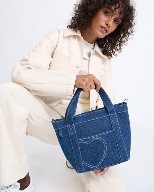 Le sac mini bucket Coeur en denim - émoi émoi   - 1 