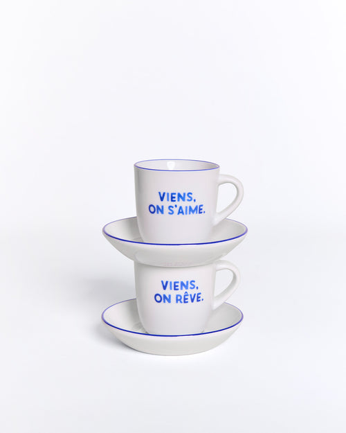 Le set Viens on rêve, viens on s'aime - tasses espresso et sous-tasses - émoi émoi   - 1 