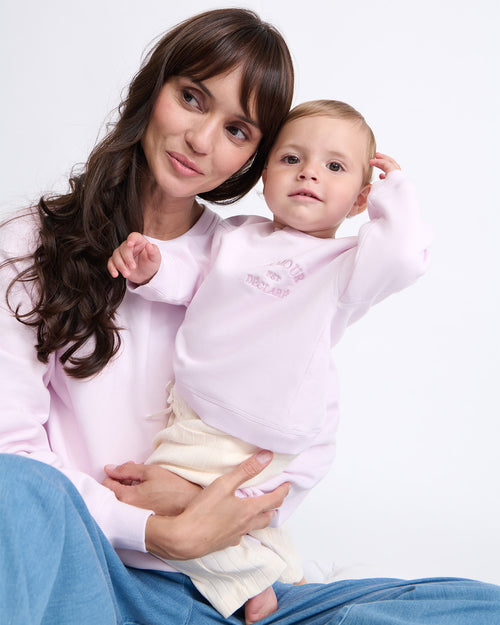 Le sweat L'amour est déclaré enfant - garment dye rose - émoi émoi   - 2 