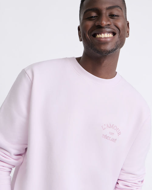 Le sweat L'amour est déclaré homme - garment dye rose - émoi émoi   - 1 