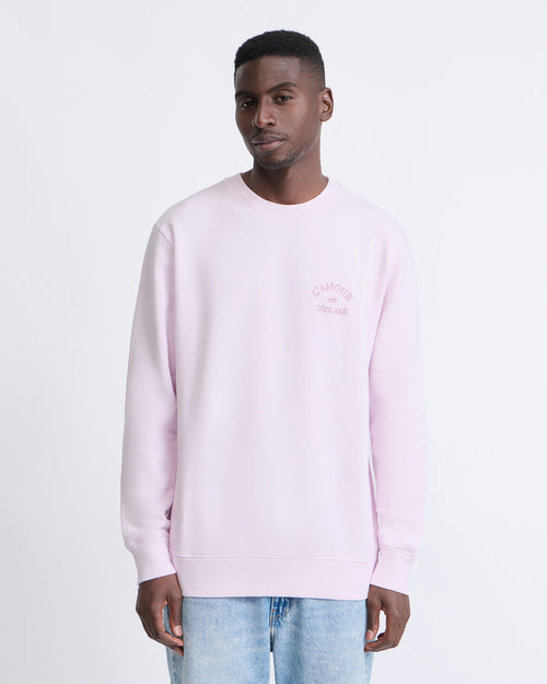 Le sweat L'amour est déclaré homme - garment dye rose - émoi émoi   - 4 