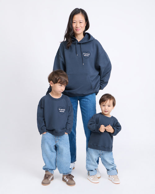 Le duo sweat et hoodie Le grand amour en coton bio - charbon - émoi émoi   - 2 