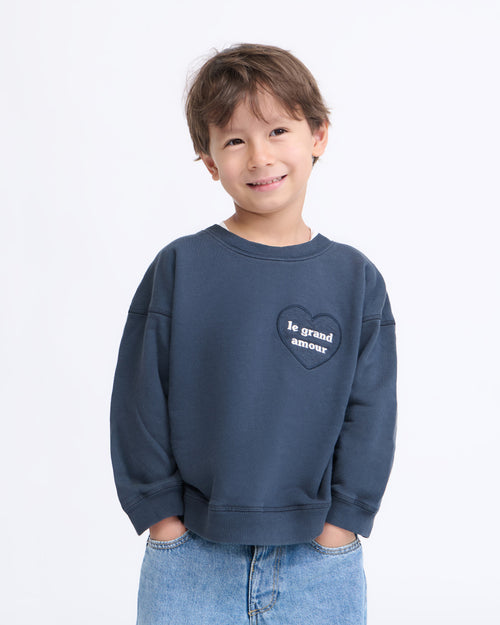 Le duo sweat et hoodie Le grand amour en coton bio - charbon - émoi émoi   - 4 