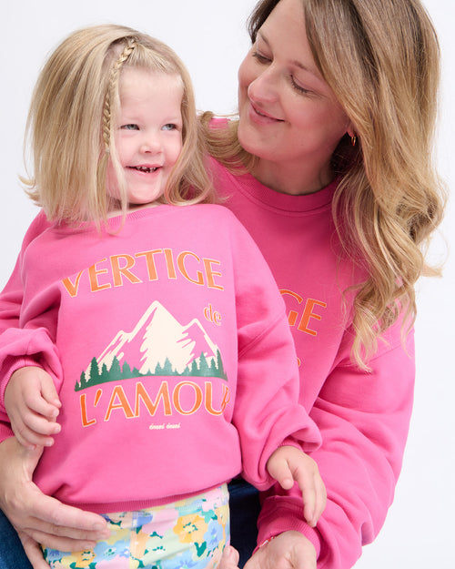 Le duo de sweats Vertige de l'amour en coton bio - garment dye fuschia - émoi émoi   - 1 