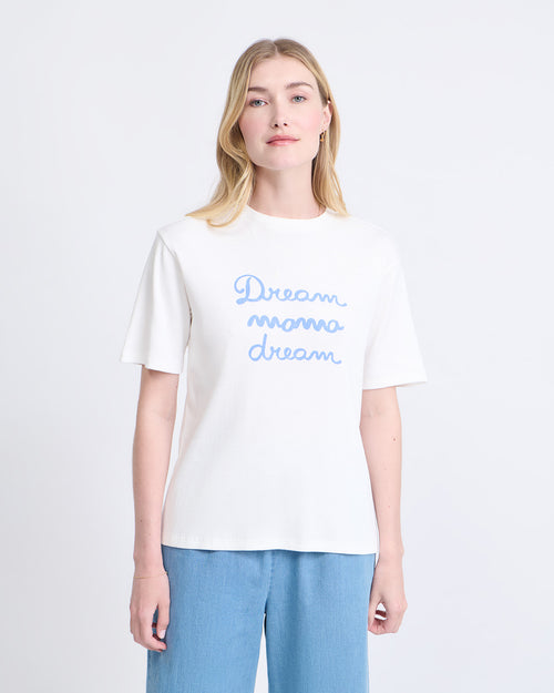 Le t-shirt Dream mama dream en coton bio côtelé - blanc - émoi émoi   - 2 