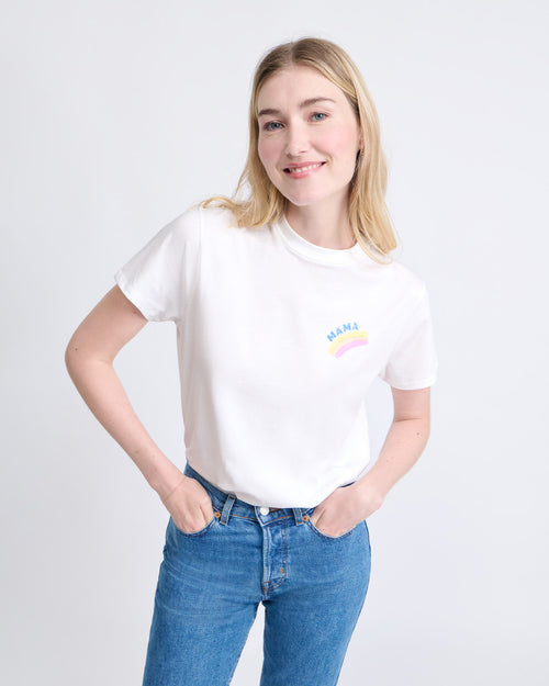 Le t-shirt Mama rainbow en coton bio - blanc - émoi émoi   - 1 